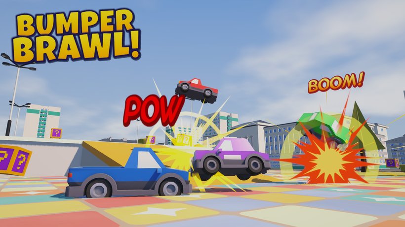 Bumper Brawl: cars crashing into each other in a city arena